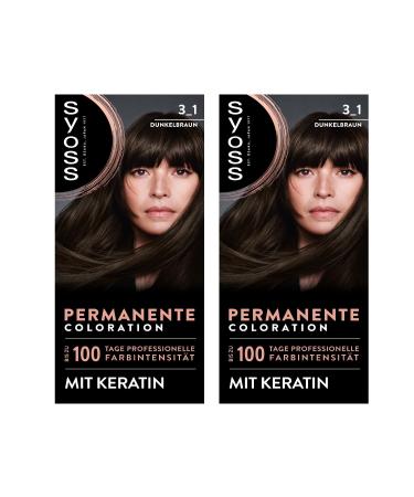 Syoss Syoss Color 3_1 Dark Brown Permanent Hair Color 2 x 115 ml 10 Weeks Intensity 70% Less Hair Breakage