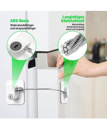 4-Piece No-Drill Child Safety Locks for Windows & Refrigerators | Secure Doors Cupboards & Windows with Keys - White - Buy Online on GoSupps.com