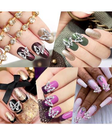 3D Alloy Butterfly Nail Charms - 20pcs Metal Rhinestones & Crystal Gems for DIY Manicure - Silver Nail Art Decoration Supplies for Women - Buy Online on GoSupps.com
