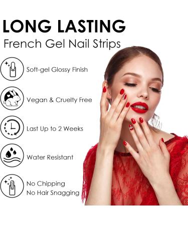 Semi Cured Gel Nail Strips - 20 High-Quality Self-Adhesive Wraps for French Manicure - Blush French Tips Included - Buy Online on GoSupps.com