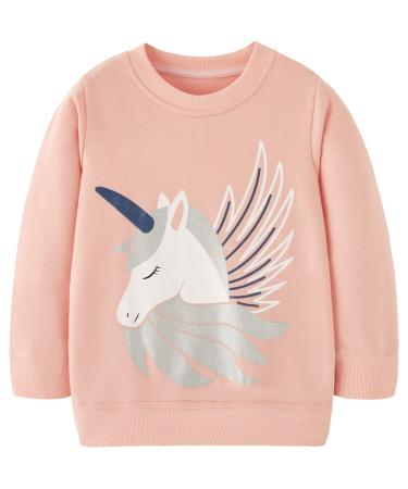 Girls Sweatshirt for Kids Cotton Top Casual Jumper Girl T Shirt Toddler Clothes Long Sleeve Pullover Age 1-12 Years 1-2 Years Unicorn 03