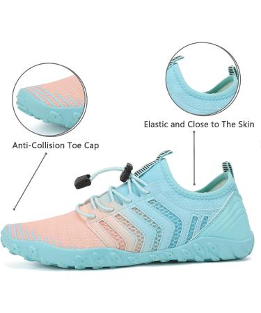 WateLves Water Shoes Quick-Dry Aqua Socks for Beach, Pool, Surf, Yoga - Size 8.5 Women/7 Men - Pink/Blue - Buy Online on GoSupps.com