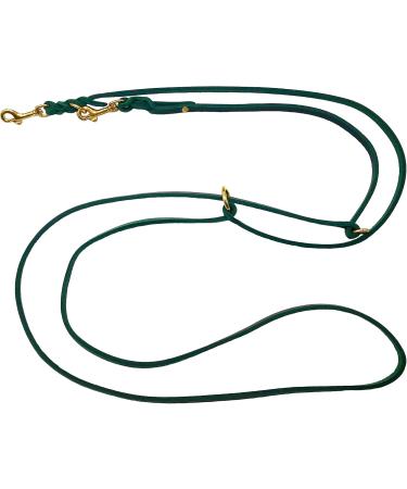 Buy Dogeleine Fat Leather Brass Dog Leash - Adjustable 2m - 5m for Small & Large Dogs | Durable Double Linen Fir Green - Buy Online on GoSupps.com