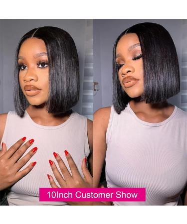 10 Inch Brazilian Virgin Human Hair 4x4 Glueless Bob Wig for Black Women - Pre Plucked, 150% Density, Straight Closure - Natural Color - Buy Online on GoSupps.com