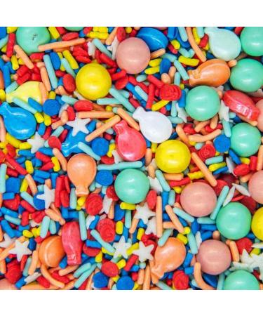 Rainbow Sprinkles for Cake Decorating - Balloon Sprinkles for Cupcake Decorating and Baking in Bright Rainbow Edible Cake Decorations with Jimmies Confetti Quin Sprinkles for Ice Cream and Donuts Birthday Vintage