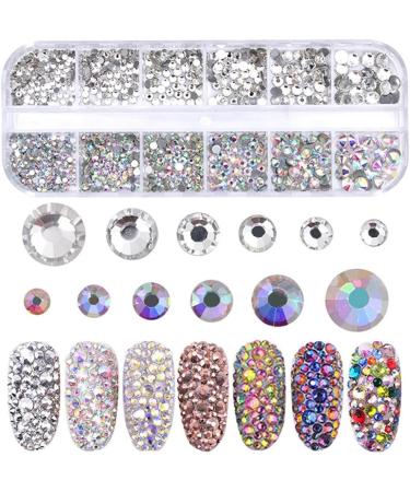 WENTOR Rhinestones 1500 Pieces Flat Back Gems Crystal AB Rhinestones Nail Art Gems and Rhinestones for Nails/Clothes/Face/Craft with Pick Up Tweezer and Rhinestone Picker Dotting Pen 6 Si - Buy Online on GoSupps.com