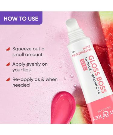 Watermelon Lip Balm 12gm | Intense Moisturizer Tinted Pink Lips SPF 30 Sun Protection Vitamin C+E for Women - Hydrate & Glow - Buy Online on GoSupps.com