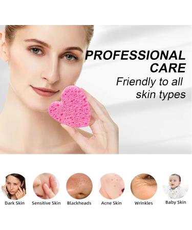 Buy 50-Count Natural Heart Shape Facial Sponges for Women - 100% Compressed Cellulose | Ideal for Cleansing Exfoliating & Skin Massage - Pink - Buy Online on GoSupps.com