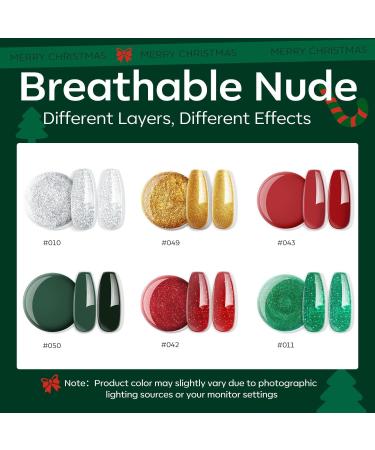 Modelones 8-in-1 Builder Nail Gel Set - 6 Colors Sparkle Green Glitter Gold Silver Builder Gel Polish for Christmas Gifts - Buy Online on GoSupps.com