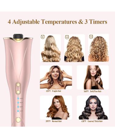 Auto Hair Curler - Automatic Curling Iron Wand with Rotating Barrel 4 Temps & 3 Timer Settings - Dual Voltage Fast Heating Gold - Buy Online on GoSupps.com