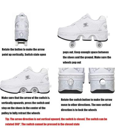 Silver Roller Skates for Women and Men | Outdoor Parkour Shoes with Retractable Wheels | Adults/Kids Quad Roller Skates | Size 8.5 US - Buy Online on GoSupps.com