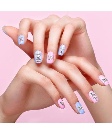 PAGOW Rhinestone Letters Nail Studs - 52Pcs Silver 3D Capital Alphabet Metal Art for DIY Manicure and Crafts - Buy Online on GoSupps.com