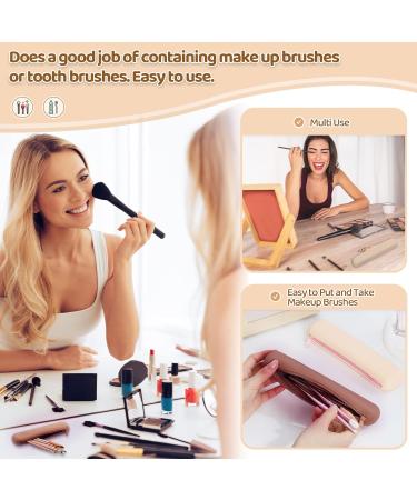 GOLIKEE Travel Makeup Brush Holder - Portable Silicone Cosmetic Bag Case with Zipper, No Fall Out Brushes, Soft & Compact Organizer for Brown - Buy Online on GoSupps.com