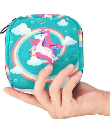 Shop Stylish Menstruation Pad Bag with Zipper - Unicorn Design | Women's Napkin & Tampon Collection Bag for Girls - Buy Online on GoSupps.com