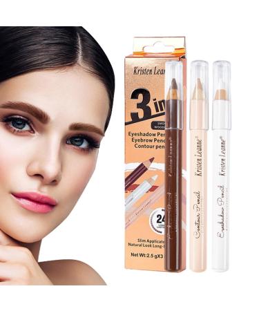 Eyebrow Highlighter Pencil Long-Lasting Brow Tint Eye Liner Silkworm Pencil Combo Eye Makeup Concealing Pencils for Shopping Dating Business Trips Vacation Frifer 2#