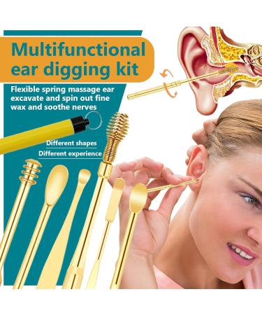 Ear Cleaner Ear Wax Removal Kit - 7 Pcs Spiral Tool with Sticky Swabs and Multi-Functional Trimmer - Family Value Package for Daily Use - Buy Online on GoSupps.com