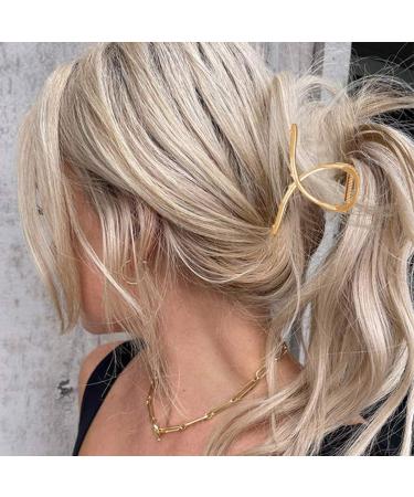Brinie Small Gold Hair Claw Clips - Pack of 2 | Metal Claw Clips for Thick Hair Styling | Hair Accessories for Women and Girls - Buy Online on GoSupps.com