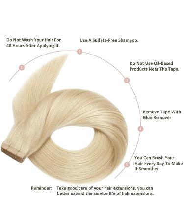 Hotlulana 20 Platinum Blonde Tape Extensions - 100% Real Hair 40pcs Skin Weft #60 - Buy Online on GoSupps.com