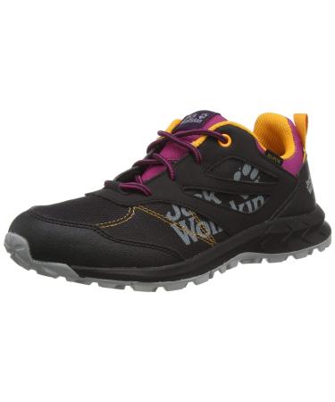 Jack Wolfskin Unisex-Child Woodland Texapore Low K Hiking Boot Big Kid (8-12 Years) 2 Big Kid Black/Purple
