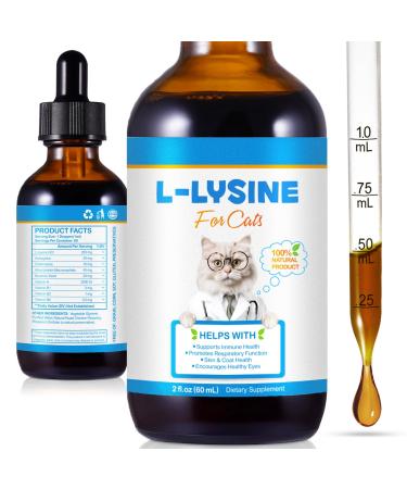 L-Lysine for Cats 60mL Supports Immune Health Improves Respiratory Function Helps with Sneezing Runny Nose & Eye Health All-Natural Feline Drops with Roast Chicken Flavor