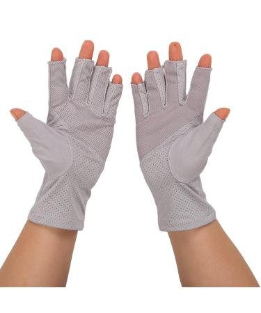 Anti UV Gloves for Gel Nail Lamp Manicure Gloves UV Protection Stretchy Breathable Fingerless Fiber Cotton Nail Lamp Gloves for Home Salon(Gray) - Buy Online on GoSupps.com