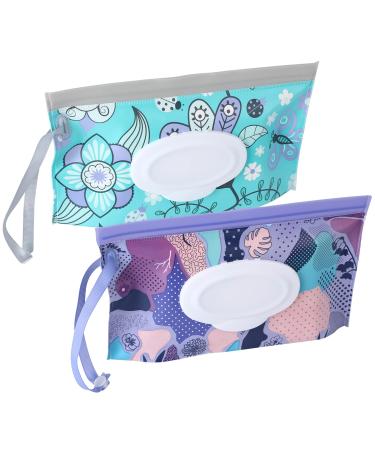 Sannix 2 pieces of wet wipes pocket for babies wet wipes bag for on the go reusable wet wipe pocket baby wet towel dispenser wet wipes for babies portable C-2