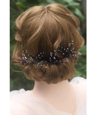 Kercisbeauty Purple Beaded Hair Pins - Wedding Bridal Hair Accessories for Bride Bridesmaid Prom - Pack of 3 - Buy Online on GoSupps.com