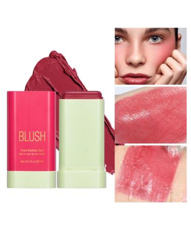Ofanyia Cream Blush Stick Unique Roating Design Multi-Use Blush Stick for Lip and Cheek Tint Lightweight Easy to Blend Natural Cream Blusher Velvet Matte Texture Blush Face Stick Cruelty Free (02# Hot Red)