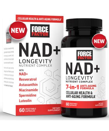 FORCE FACTOR NAD+ (NMN or Nicotinamide Riboside Alternative) with Resveratrol, Astaxanthin, Spermidine & Luteolin Complex, NAD to Support Cellular Health & Healthy Aging, 60 Capsules