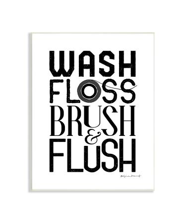 Stupell Industries Bathroom Terms Wash Floss Brush Flush Minimal Text Designed by Stephanie Workman Marrott Wandschild 33 x 48 cm black 13x19 black