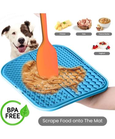 Q Line Licky Mats for Dogs - 2 Pack Slow Feeder with Strong Suction Cups - Soothes Anxiety Promotes Dental Health - Includes Spatula & Brush - Perfect for Bathing Grooming Training (Blue Green) - Buy Online on GoSupps.com