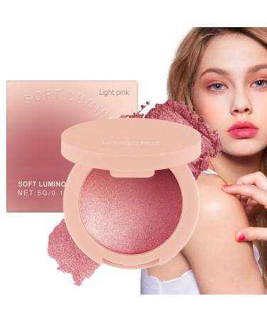 Cheek Blossom Makeup Blush Powder Highly Pigmented Glitter Cosmetics Long Lasting Buildable For Women Girls Party Wedding Light Pink