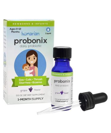 Probonix Probiotics for Babies, Organic, Non-GMO Liquid Probiotic Drops with 8 Live Probiotic Strains to Support Gut Health for Newborns and Infants Ages 0 to 12 Months - 1 Month Supply - Grape 0.5 Ounce (Pack of 1)