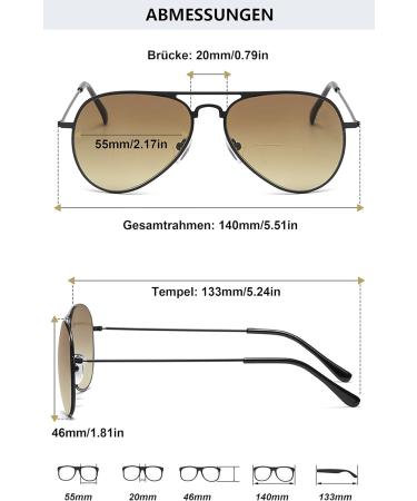 Lanomi Bifocal Reading Glasses for Men & Women - Metal Blue Light Filter UV400 Protection Black Frame Brown Lens 2.5 Dioptria - International Shipping Available - Buy Online on GoSupps.com