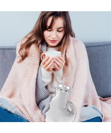 Hot Water Bottle Hot Water Bottles with Plush Cover Hot Water Bottle Cover with Soft Fleece Cover 1200ml Hot Water Bag Cat Pattern for Pain Relief Abdomen Neck Waist Back Legs Gray - Buy Online on GoSupps.com