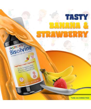 Bisolvine Children Cough Syrup with Expectorant and Cough Suppressant for Kids Strawberry Banana Flavor Effective Nasal Decongestant for Congestion Relief Common Cold Support 4 fl oz 1-Pack - Buy Online on GoSupps.com