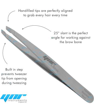 YNR Classic Eyebrow Tweezer Slanted Tip Made in German Stainless Steel | for Precision Removal of Tiny Hair | Smooth on The Skin Sharp on The Hair - Buy Online on GoSupps.com