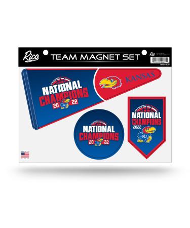 Rico Industries NCAA Kansas Jayhawks 2022 NCAA Men's Basketball National Champions Team Magnet Set 8.5" x 11" - Home Dcor - Regrigerator, Office, Kitchen