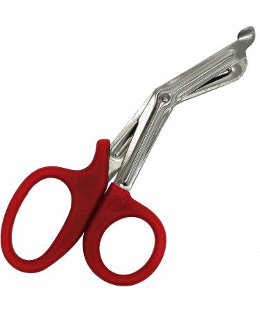 ABE First Aid Tuff Cut Utility Scissors 7.5'' Stainless Steel Medical Bandage Scissors EMT Shears for Emergency Supplies (Red)
