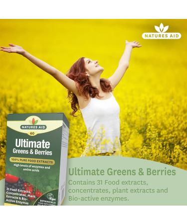 Natures Aid Ultimate Greens & Berries 60 Capsules - Superfood Supplement for Energy and Immunity - Buy Online on GoSupps.com
