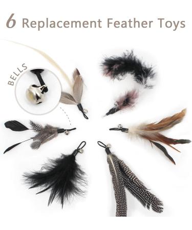 SONGWAY Interactive Cat Feather Toys - 7 Pcs Set with Retractable Wand and Teaser Refills for Indoor Cats and Kittens - Buy Online on GoSupps.com