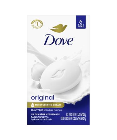 Dove Original Beauty Bar more moisturizing than bar soap Deep Moisture for clean and soft skin 106 g 6 count white