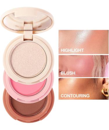 3in1 facial highlighter powder longlasting shimmering contouring cheek eye blush cheek contouring highlighter blush powder for longlasting sweatresistant shine Tsuchiya - Buy Online on GoSupps.com