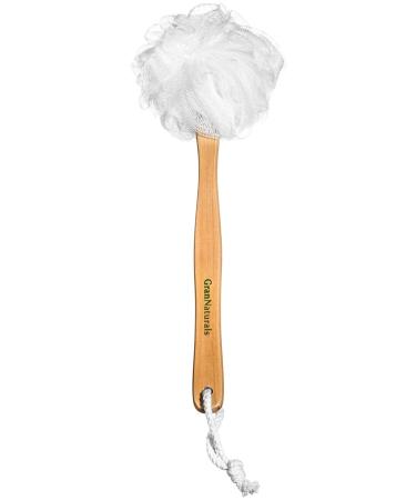 Shower Loofah on a Stick Body & Back Scrubber - Long Handled Mesh Bath Sponge Pouf Luffa Brush on a Stick with a Wood Handle for Men & Women - Easy Reach Body Wash & Lotion Applicator 1 Count (Pack of 1) - Buy Online on GoSupps.com