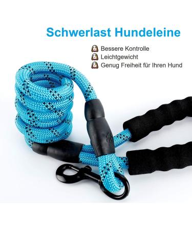 1.8m Thick Dog Leash with Padded Handle - Strong Reflex Seams for Night Safety | Suitable for All Dog Sizes - Blue 180x1.2 cm - Buy Online on GoSupps.com