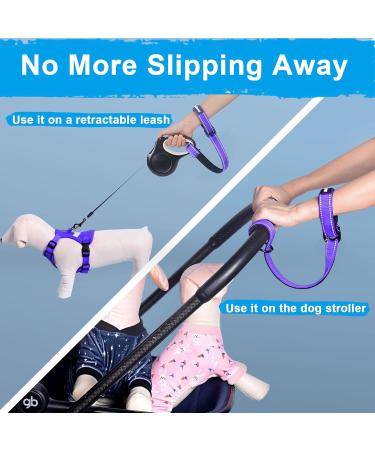 Petbonus Purple Short Dog Leash | Adjustable Safety Bracelet for Roller Leash | Reflective Soft Padded Handle | Extra Safety for Strollers - Buy Online on GoSupps.com