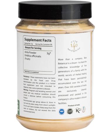 bixa BOTANICAL | Amalaki Amla Berries Powder | Indian Gooseberry | Rich in Natural Vitamin C | Non GMO | Gluten Free | No Preservatives | Skin Glow and Hair Strength Support | 7 oz 200 g Amla 7 Ounce (Pack of 1) - Buy Online on GoSupps.com