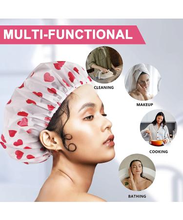 Keeygo 4-Pack Waterproof Shower Caps for Long Hair - Reusable EVA Plastic, Ideal for Deep Conditioning & Spa - Buy Online on GoSupps.com