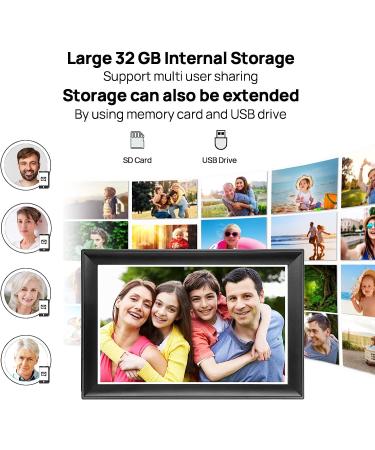 FRAMEO 10.5 Smart WiFi Digital Photo Frame with Touch Screen, Auto-Rotate, 32GB Storage - Share Moments Instantly via Frameo App | FHD IPS LCD Display - Buy Online on GoSupps.com