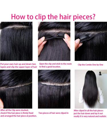Nvnvdij 18 Inch Straight Clip in Hair Extensions - Brazilian Virgin Human Hair, 8pcs Double Weft Set with 18 Clips, Natural Black Color - Women's Hair Extensions - Buy Online on GoSupps.com